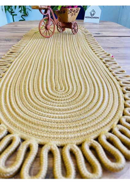 Jüt, Hasır, Dekoratif Masa Örtüsü, Runner 30X80 Cm, Amerikan Servis, Sehpa Örtüsü, Bohem Tarzı