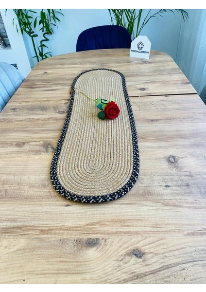 Jüt, Hasır, Dekoratif Masa Örtüsü, Runner 35X100 Cm, Amerikan Servis, Sehpa Örtüsü, Bohem Tarzı
