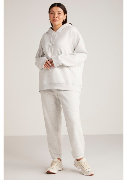 Terezabb Kadın İçi Polarlı Yumuşacık Comfort Fit Kapüşonlu Kanguru Cep Grimelanj Büyük Beden Sweatshirt modelleri