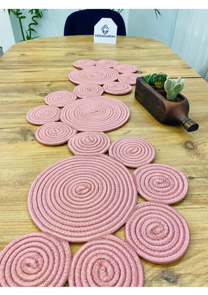 Jüt, Hasır, Dekoratif Masa Örtüsü,papatya Model Runner 40X110 Cm, Sehpa Örtüsü, Bohem Tarzı