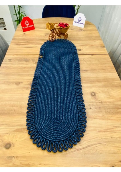 Jüt, Hasır, Dekoratif Masa Örtüsü, Runner 30x80 Cm, Amerikan Servis, Sehpa Örtüsü, Bohem Tarzı