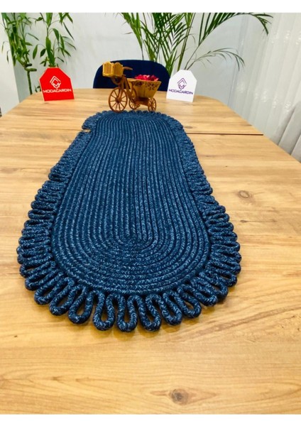 Jüt, Hasır, Dekoratif Masa Örtüsü, Runner 30x80 Cm, Amerikan Servis, Sehpa Örtüsü, Bohem Tarzı