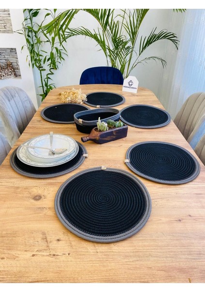 Jüt Hasır Amerikan Servis Supla ve Sepet 7 Parça