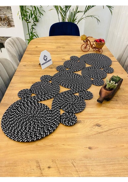Jüt, Hasır,sarmal Model, Dekoratif Masa Örtüsü, Runner 40X110 Cm, Sehpa Örtüsü, Bohem Tarzı