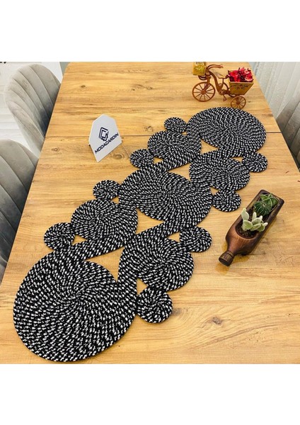 Jüt, Hasır,sarmal Model, Dekoratif Masa Örtüsü, Runner 40X110 Cm, Sehpa Örtüsü, Bohem Tarzı
