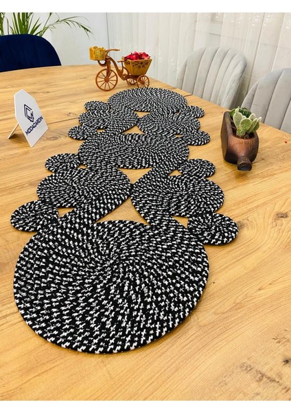Jüt, Hasır,sarmal Model, Dekoratif Masa Örtüsü, Runner 40X110 Cm, Sehpa Örtüsü, Bohem Tarzı