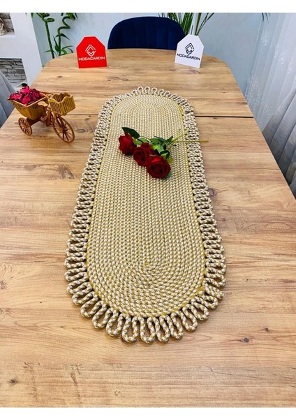 Jüt, Hasır, Dekoratif Masa Örtüsü, Runner 30x80 Cm, Amerikan Servis, Sehpa Örtüsü, Bohem Tarzı