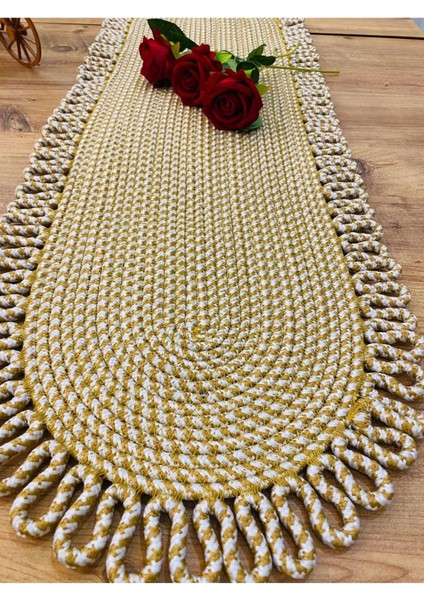 Jüt, Hasır, Dekoratif Masa Örtüsü, Runner 30x80 Cm, Amerikan Servis, Sehpa Örtüsü, Bohem Tarzı