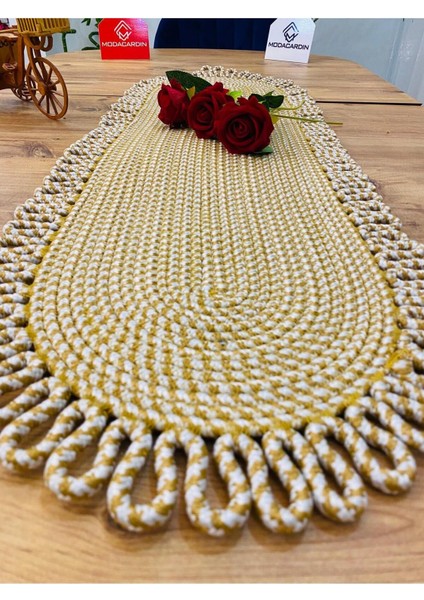Jüt, Hasır, Dekoratif Masa Örtüsü, Runner 30x80 Cm, Amerikan Servis, Sehpa Örtüsü, Bohem Tarzı