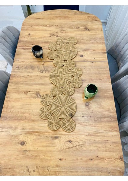 Jüt, Hasır, Dekoratif Masa Örtüsü,papatya Model Runner 30X100 Cm, Sehpa Örtüsü, Bohem Tarzı