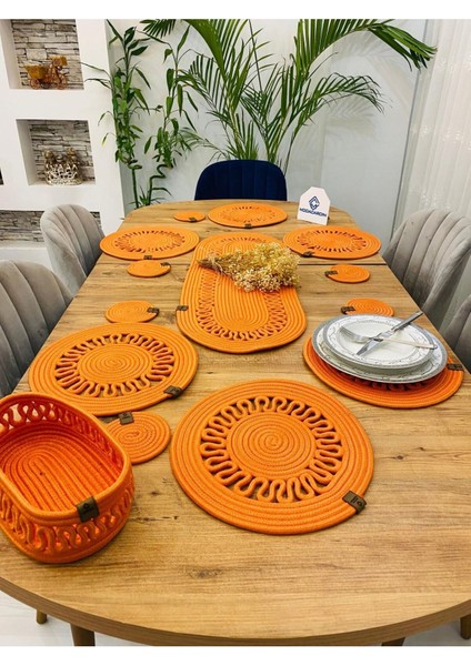 Jüt Hasır Amerikan Servis Supla Runner Sepet ve Bardaklık 14 Lü fiyatları