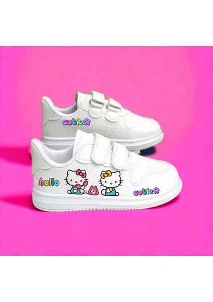 Hello Kedi Baskılı Kız Çocuk Spor Ayakkabı