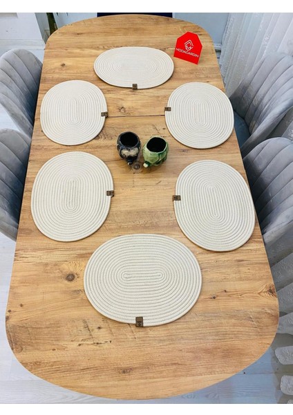 Jüt Hasır Amerikan Servis Oval Supla 6 Lı