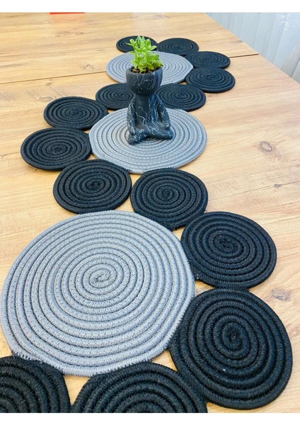 Jüt, Hasır, Dekoratif Masa Örtüsü,papatya Model Runner 40X110 Cm, Sehpa Örtüsü, Bohem Tarzı