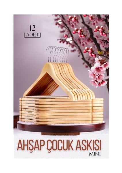 Mini Ahşap Çocuk Elbise Askısı 12 Adet