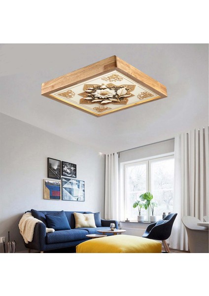 60x60 Cm Ahşap Çerçeve Avize Led Aydınlatma