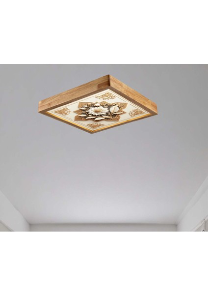 60x60 Cm Ahşap Çerçeve Avize Led Aydınlatma modelleri