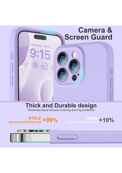 iPhone 15 Pro Max Kılıf Yüksek Kalite 3D Kamera Korumalı Içi Kadife Lansman Liquid Silikon Kapak