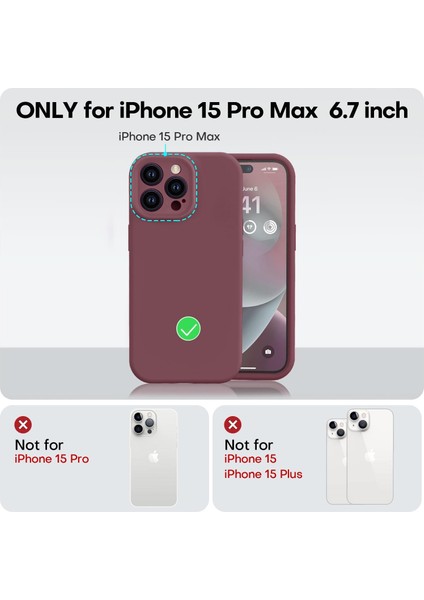 iPhone 15 Pro Max Kılıf Yüksek Kalite 3D Kamera Korumalı Içi Kadife Lansman Liquid Silikon Kapak