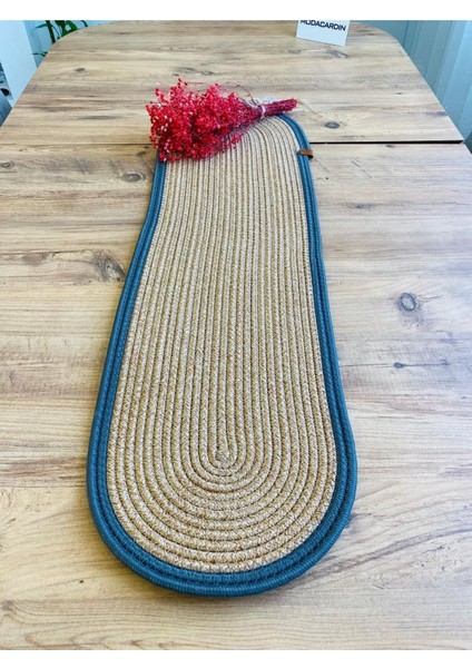 Jüt, Hasır, Dekoratif Masa Örtüsü, Runner 30x80 Cm, Amerikan Servis, Sehpa Örtüsü, Bohem Tarzı