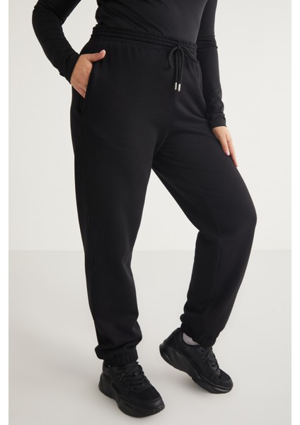 Lenkabb Kadın İçi Polarlı Comfort Fit Beli ve Paçası Lastikli Siyah Eşofman Altı fırsatları