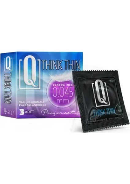 Q Think Thin Vanilya Aromalı Prezervatif - 0,045mm Ekstra İnce Koruma