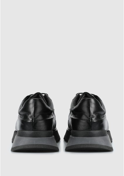 Siyah Deri Erkek Sneaker