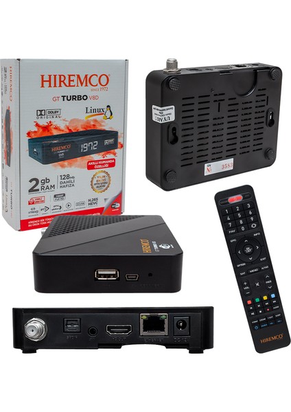 Hıremco Gt Turbo V8D+ Hd Ip Tv Plus Ethernetli Lınux Tabanlı Dahili Wifi Full Hd Mini Uydu Alıcısı