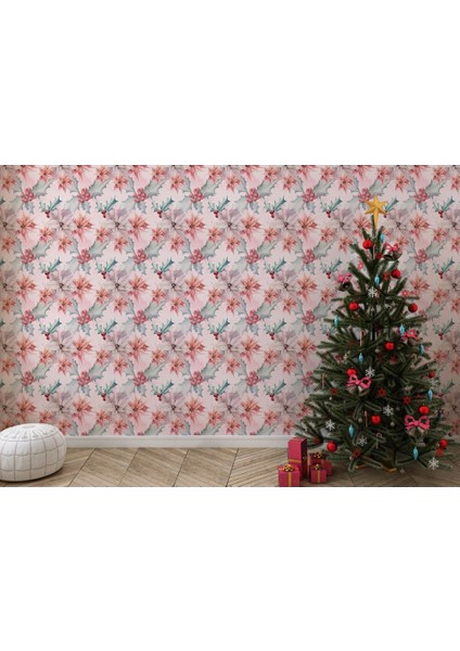 Pembe Kuşburnu Çiçeği Desenli Kız Çocuğu Odası Duvar Kağıdı-5596