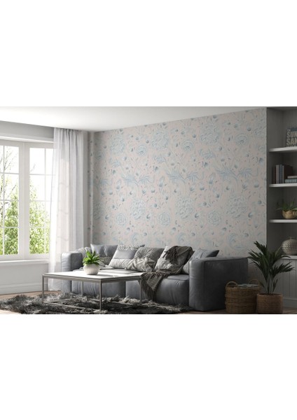 Vintagepastel Çiçekler Yapraklar Duvar Kağıdı-5645