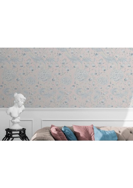 Vintagepastel Çiçekler Yapraklar Duvar Kağıdı-5645
