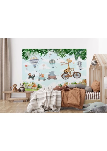 Uçan Hayvanlar Ve Uçan Balonlar Bebek Ve Çocuk Odası Duvar Kağıdı-5629