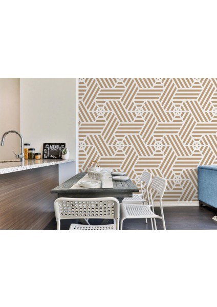 Pastel Renkli Geometrik Desenli Duvar Kağıdı-5787
