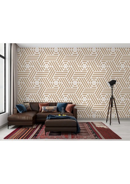 Pastel Renkli Geometrik Desenli Duvar Kağıdı-5787