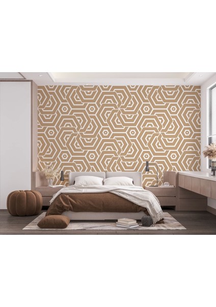 Pastel Renkli Geometrik Desenli Duvar Kağıdı-5786
