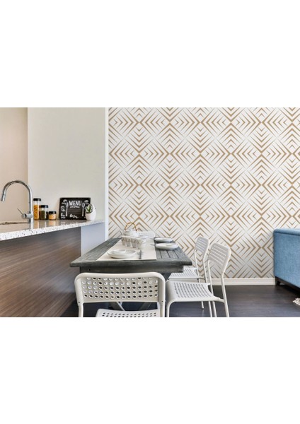 Pastel Renkli Geometrik Desenli Duvar Kağıdı-5792