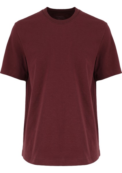 Bisiklet Yaka Bordo Erkek T-Shirt W241673H45 Bordo T-Shirt