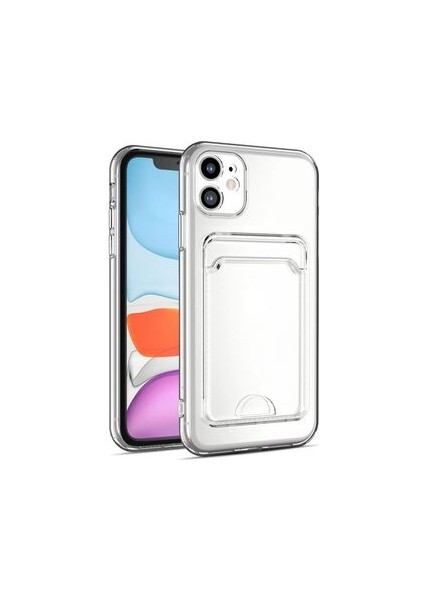 iPhone 12 Kılıf Kartlıklı Şeffaf Setra Clear Esnek Silikon Kapak