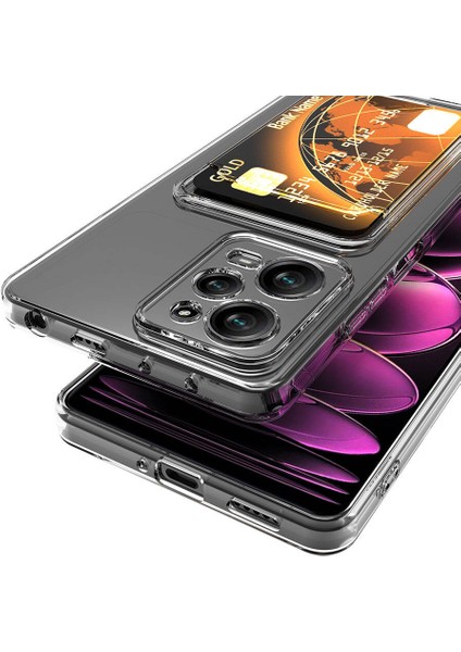 iPhone 12 Kılıf Kartlıklı Şeffaf Setra Clear Esnek Silikon Kapak