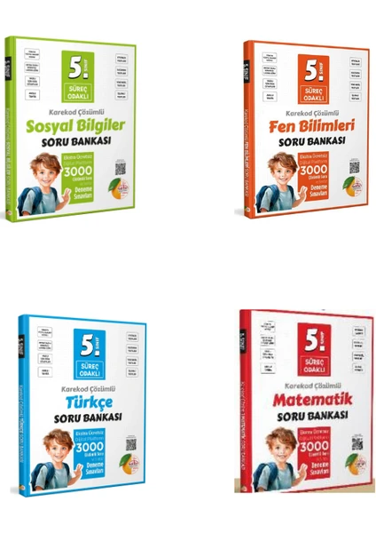 Editör Yayınları 5. Sınıf Süreç Odaklı Fen Bilimleri - Matematik - Sosyal Bilgiler - Türkçe Soru Bankası 4 Kitap