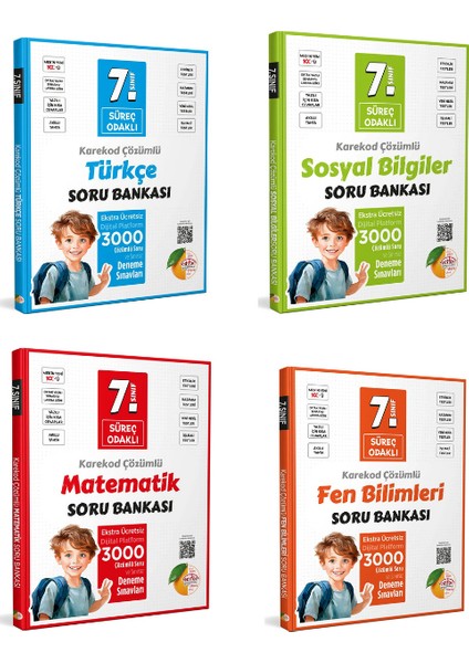 Editör Yayınları 7. Sınıf Süreç Odaklı Fen Bilimleri - Matematik - Sosyal Bilgiler - Türkçe Soru Bankası