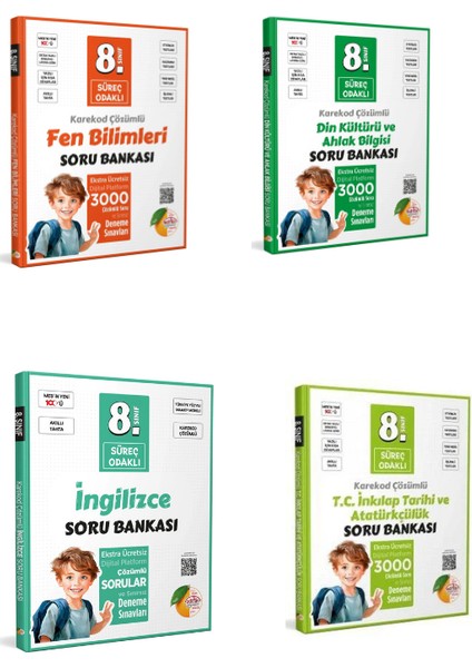 Editör Yayınları 8. Sınıf Süreç Odaklı Din Kültürü ve Ahlak Bilgisi - Fen Bilimleri - İngilizce - T.C. İnkılap Tarihi ve Atatürkçülük Soru Bankası