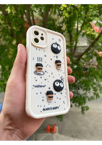 Iphone 11 Uyumlu Kılıf 3D Kabartmalı Coffe Kurabiye Kamera Korumalı Silikon Kapak