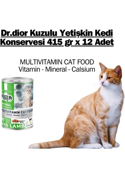 Kuzulu Yetişkin Kedi Konservesi 415 gr x 12 Adet