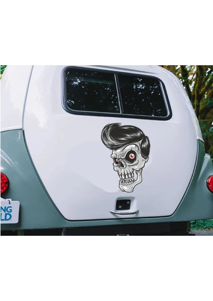 Kurukafa Kırmızı Gözlü Kurukafa Araba Oto Motosiklet Karavan Sticker 00471