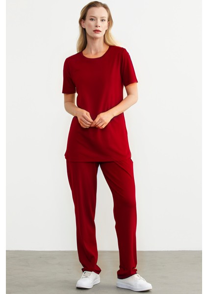 Kadın Rahat Bol Oversize Kesim Penye Kumaş Kısa Kollu Alt Üst Takım fiyatları