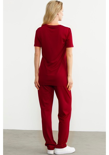 Kadın Rahat Bol Oversize Kesim Penye Kumaş Kısa Kollu Alt Üst Takım fırsatları