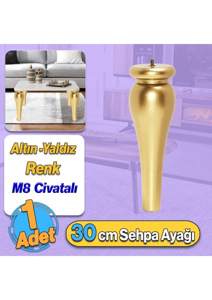 Sembol Plastik Sehpa Ayağı 30 cm Altın Yaldız 1 Adet Mobilya Orta Sehpası M8 Civatalı Ayak Ayaklar