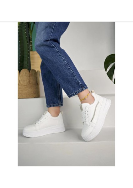 Bağcıklı Kadın Spor Ayakkabı-Beyaz modelleri