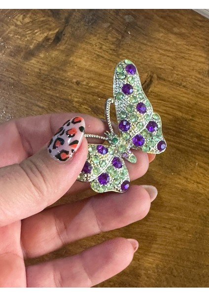 Taşlı Kelebek Kolye Ucu Takı Aksesuarı 7x4 cm fırsatları